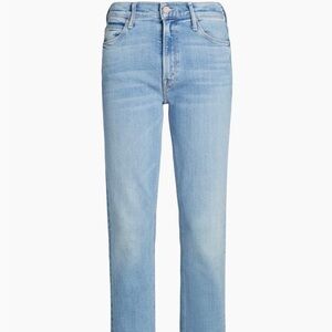 MOTHER women’s  Light Blue Straight Jeans - mid rise dazzler ankle fray